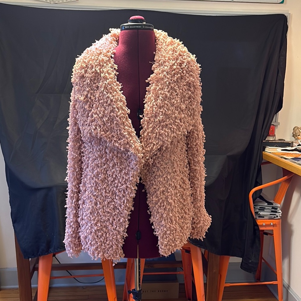 Women's Vintage Pink Waterfall Shaggy Jacket/Coat